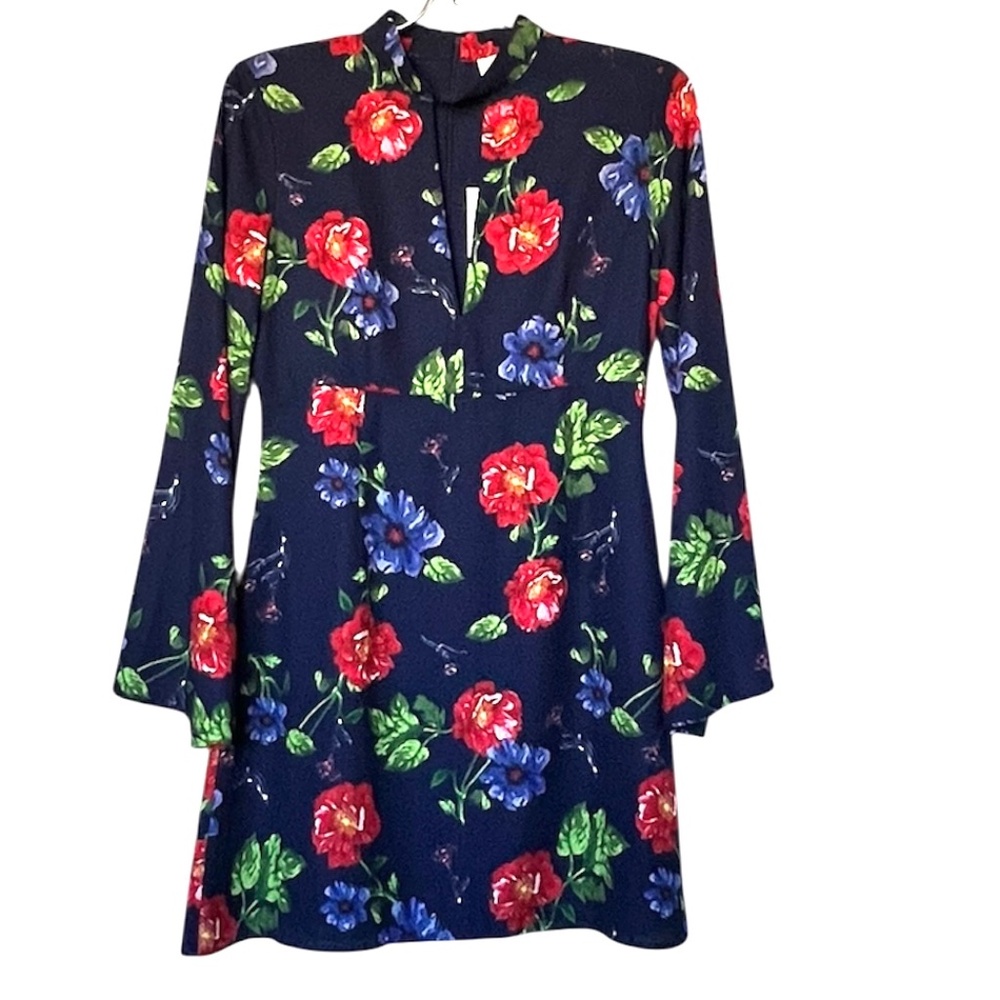 Free Generation Los Angeles Blue Floral Long Sleeve Dress Size M